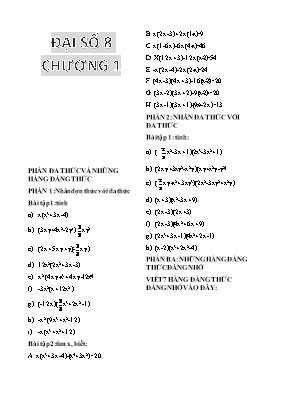 Bài tập Chương 1 môn Đại số Khối 8